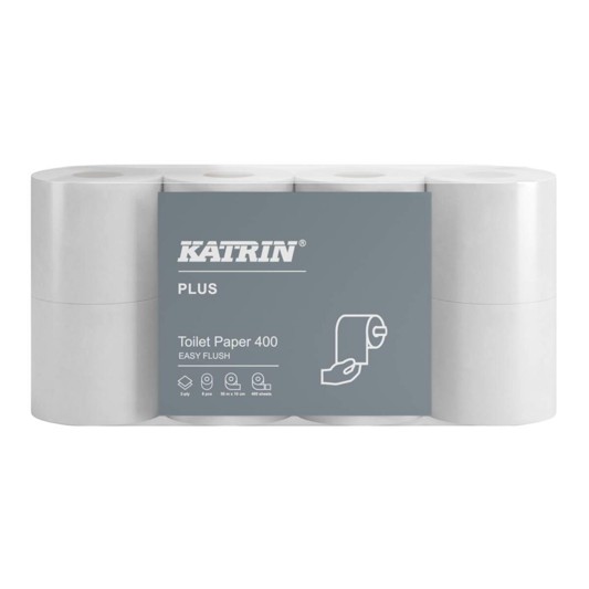 Katrin Plus 2ply white Toilet Paper Roll Easyflush 400 Sheets - replaces A1008A