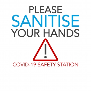 Sanitise here sign for top of B7980 stands