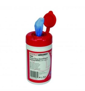 Disinfectant surface, probe and utensil wipes in tub of 150 sheets