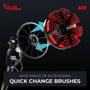 MotorScrubber M3 Kit (formerly MS2000) - original motorscrubber extension cleaning tool comes with charger, battery backpack, medium duty brush, pad holder (drive board) 1 each red, green, white pad, and microfibre pad