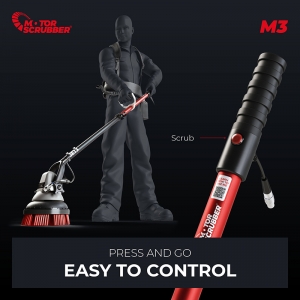 MotorScrubber M3 Kit (formerly MS2000) - original motorscrubber extension cleaning tool comes with charger, battery backpack, medium duty brush, pad holder (drive board) 1 each red, green, white pad, and microfibre pad