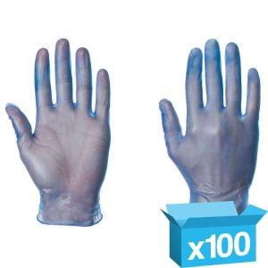 Blue Vinyl powder free disp gloves Small
