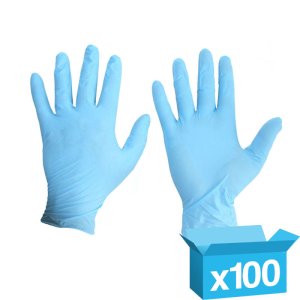 Strong Blue nitrile powder free disp gloves Large