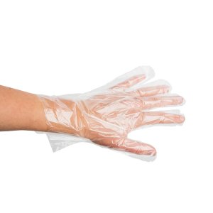 Clear PE disposable gloves large