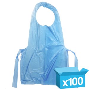Blue disposable aprons flat pack