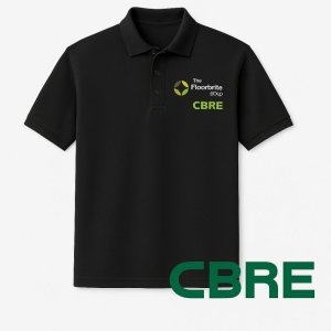 Floorbrite & CBRE embroidered Polo Shirt Black Medium