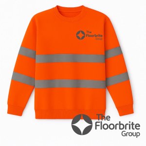 Orange HiVis Sweatshirt Medium - Floorbrite embroidered logo