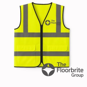 Premium zipped yellow Hivis waistcoat with pockets M - Floorbrite heatseal logo